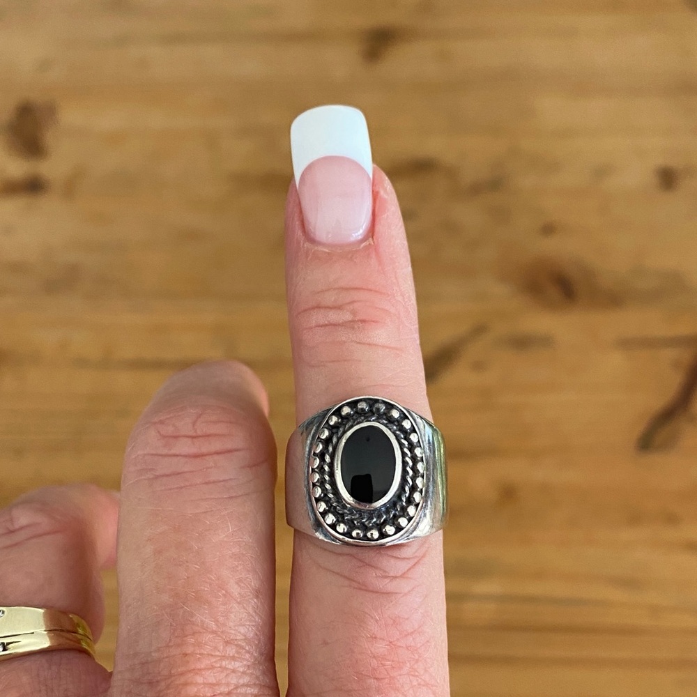 Sterling silver and onyx statement ring!